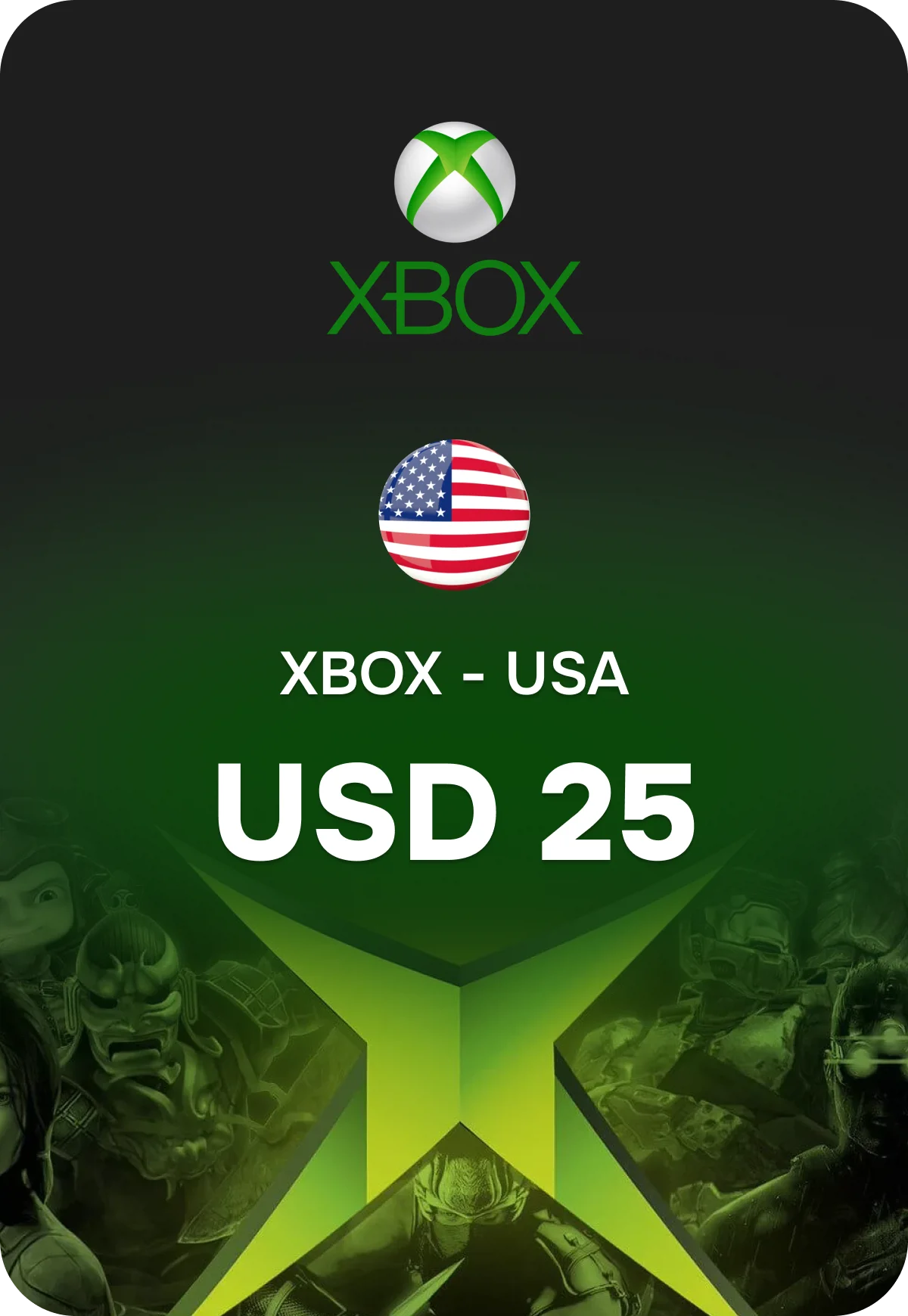 Карта пополнения Xbox - США 25 USD