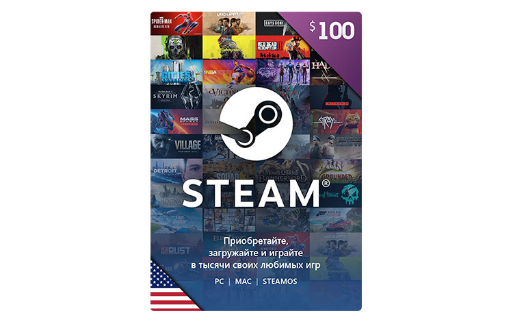 Карта оплаты Steam 100 USD USA